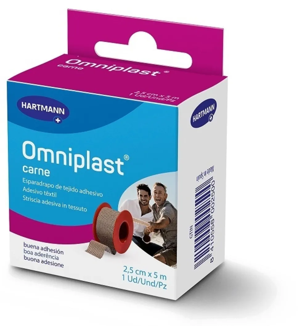 Hartmann OmniPlast Cerotto Adesivo in Tela Telo Resistente Fissaggio Sicuro Misura 2,5cm x 500cm, 1 Pezzo