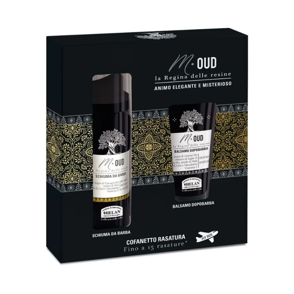 Helan M-Oud - Cofanetto per la rasatura ad azione lenitiva, schiuma 50 ml e balsamo 20 ml