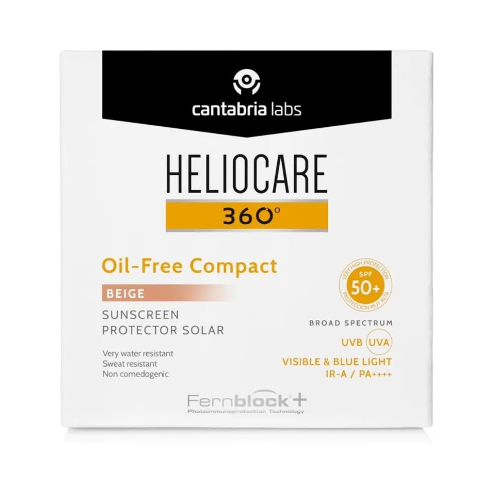 Heliocare 360° Oil Free Compact SPF50+ Protezione Solare Viso Colorata Beige, 10g
