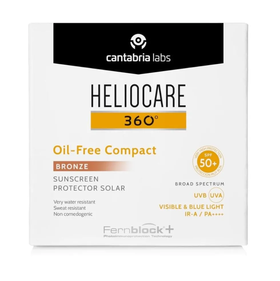 Heliocare 360° Oil Free Compact SPF50+ Protezione Solare Viso Colorata Bronze, 10g