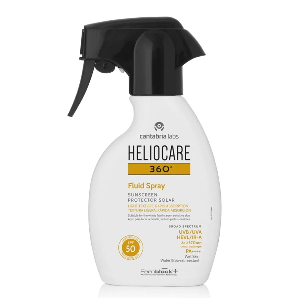 Heliocare 360° Spray Fluido - Spray solare per il corpo con alta protezione SPF 50, 250 ml