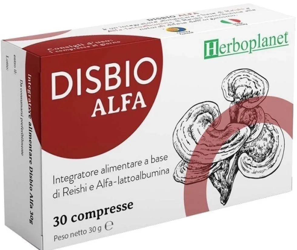 Herboplanet Disbio Alfa - Integratore per le difese immunitarie con reishi, 30 compresse