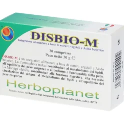 Herboplanet Disbio-M - Integratore per il controllo di colesterolo e peso corporeo, 30 compresse