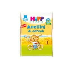 HiPP Anellini di cereali - Snack biologico al formaggio e pomodoro per bambini, bustina da 25 g