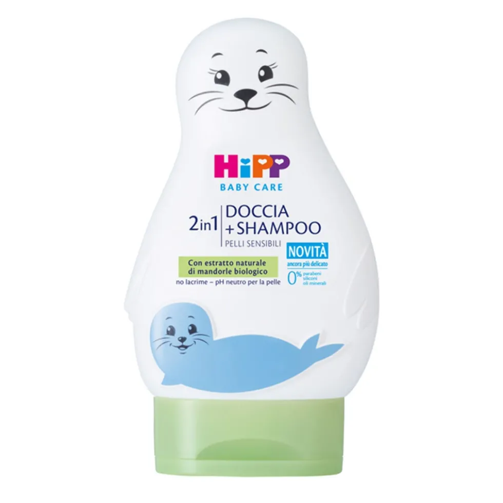 HiPP Baby Care - Foca Fun Doccia Shampoo 2 in 1 per Pelli Sensibili, 200ml
