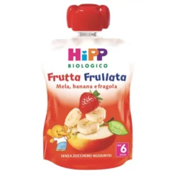 HiPP Bio Frutta Frullata mela banana e fragola per lo svezzamento, 90 g