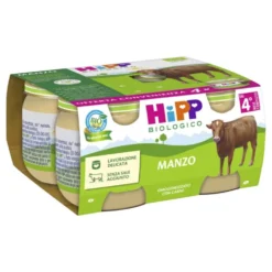 HiPP Biologico Omogeneizzato di Manzo dai 4+ Mesi, 4 x 80g
