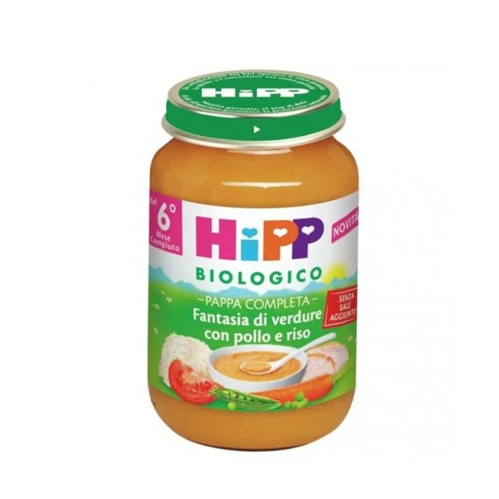 HiPP Fantasia di verdure con pollo e riso - Pappa completa senza glutine dal 6° mese, 190 g