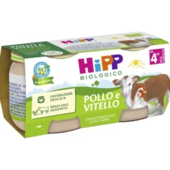 Hipp Omogeneizzato biologico di pollo e vitello - Alimento per l'infanzia, 2 vasetti da 80 g