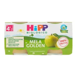 HiPP Omogeneizzato Biologico di Mela Golden dai 4+ Mesi, 2 x 80g