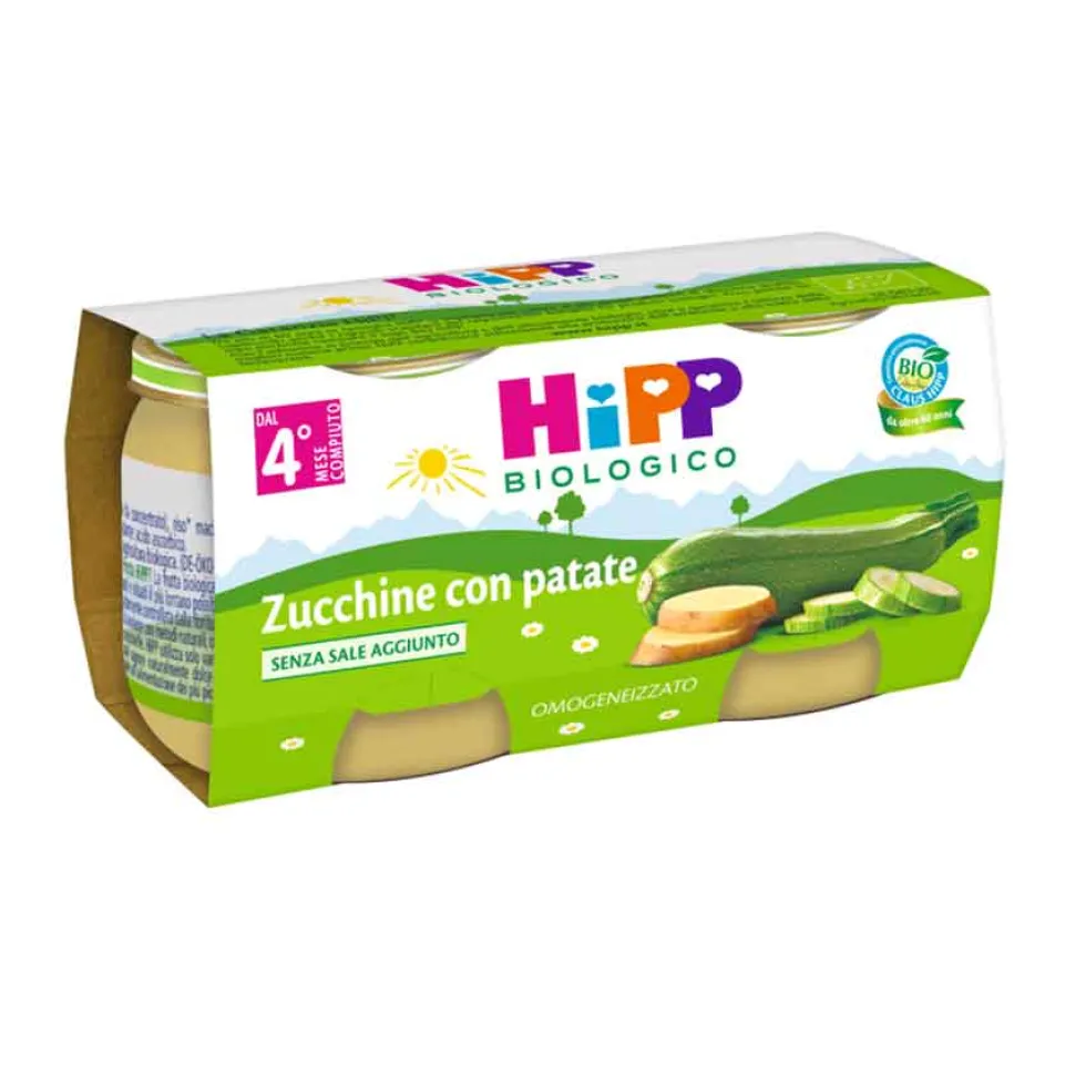 HiPP Omogeneizzato di zucchine e patate dai 4 mesi, 2 vasetti da 80 g