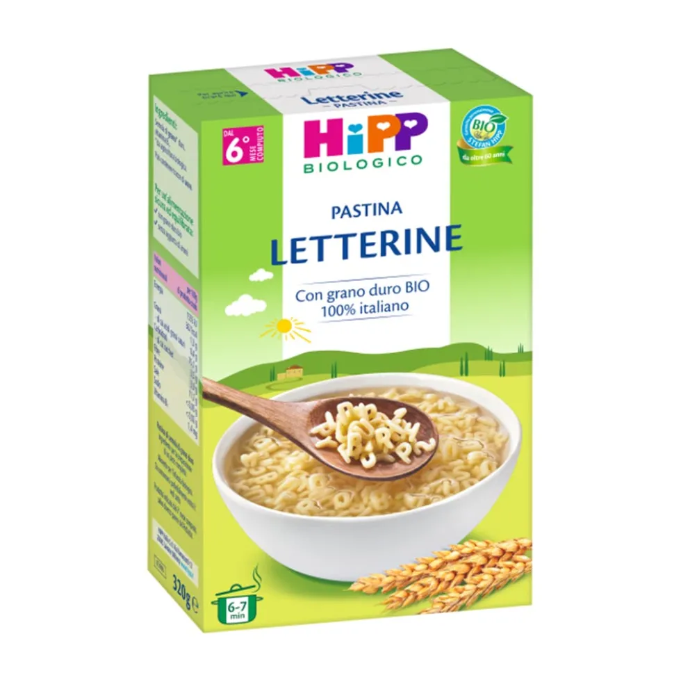 HiPP Pastina Letterine - Pastina biologica per lo svezzamento dal 6° mese, 320 g