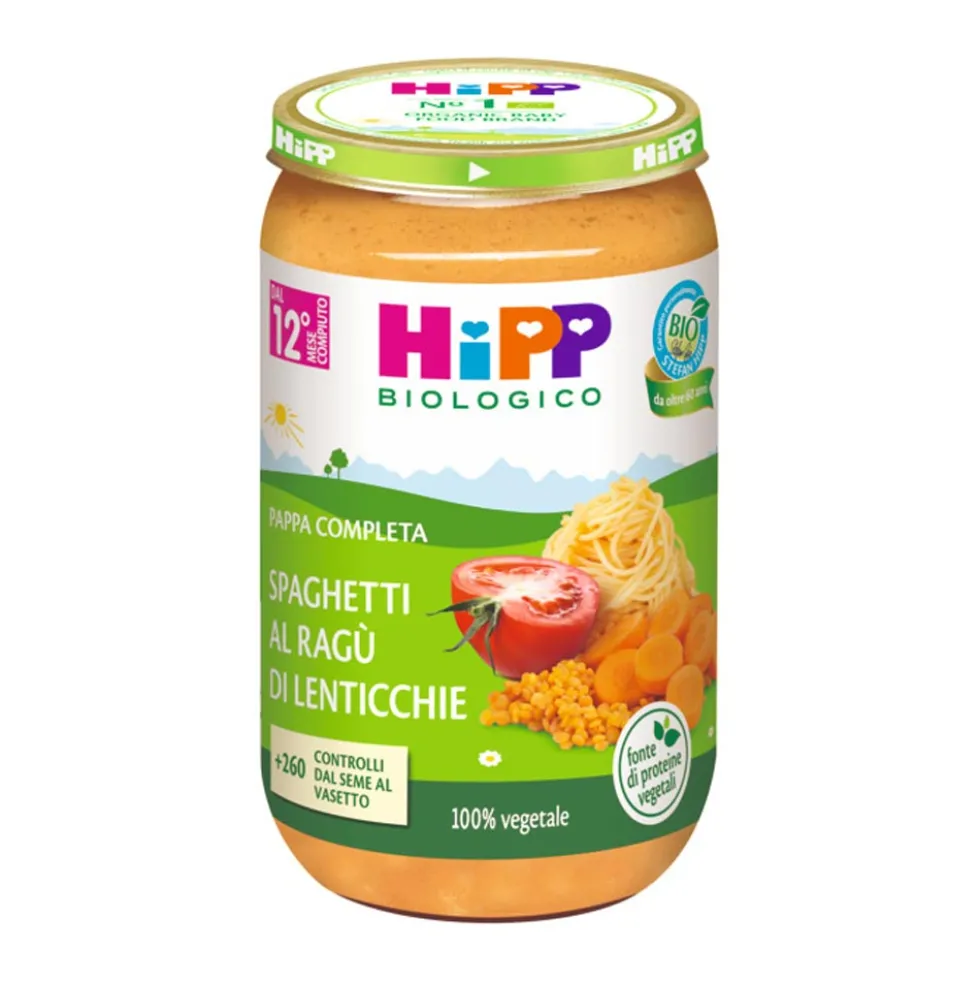 HiPP Spaghetti al Ragù di Lenticchie Pappa Completa dal 12° mese, 250g