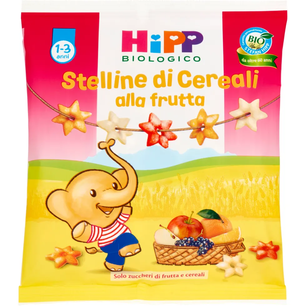 HiPP Stelline di cereali alla frutta - Snack biologico per lo spuntino dei bambini 1-3 anni, 30 g