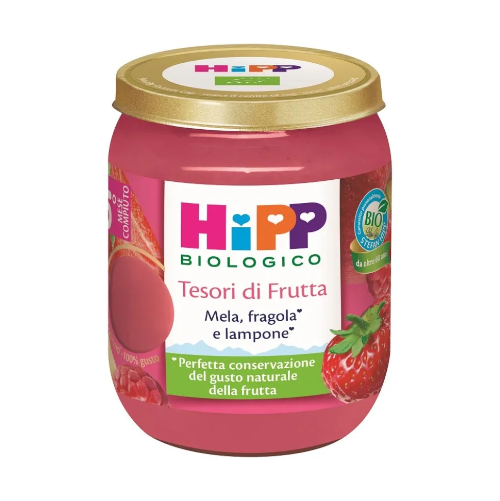 Hipp Tesori di Frutta - Omogeneizzato Mela Fragola e Lampone dal 5° mese, 160g