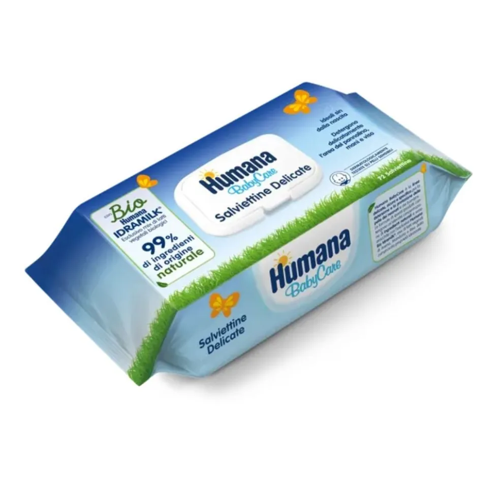 Humana BabyCare - Salviettine delicate per la detersione di viso, mani e corpo, 72 salviettine
