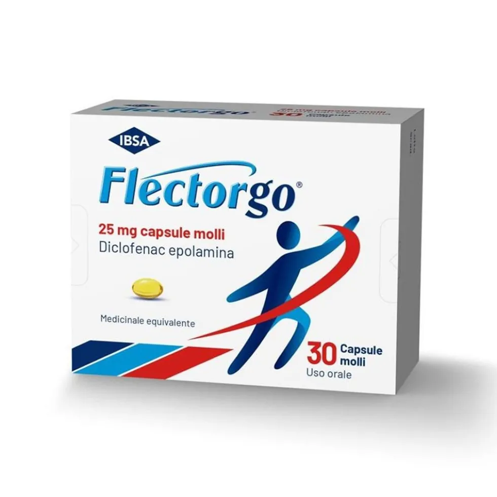 IBSA Flectorgo 25mg Diclofenac Epolamina Antidolorifico, 30 Capsule Molli