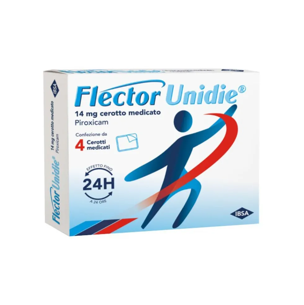 IBSA Flector Unidie Cerotto Medicato 14mg Piroxicam Antidolorifico Locale, 4 Cerotti