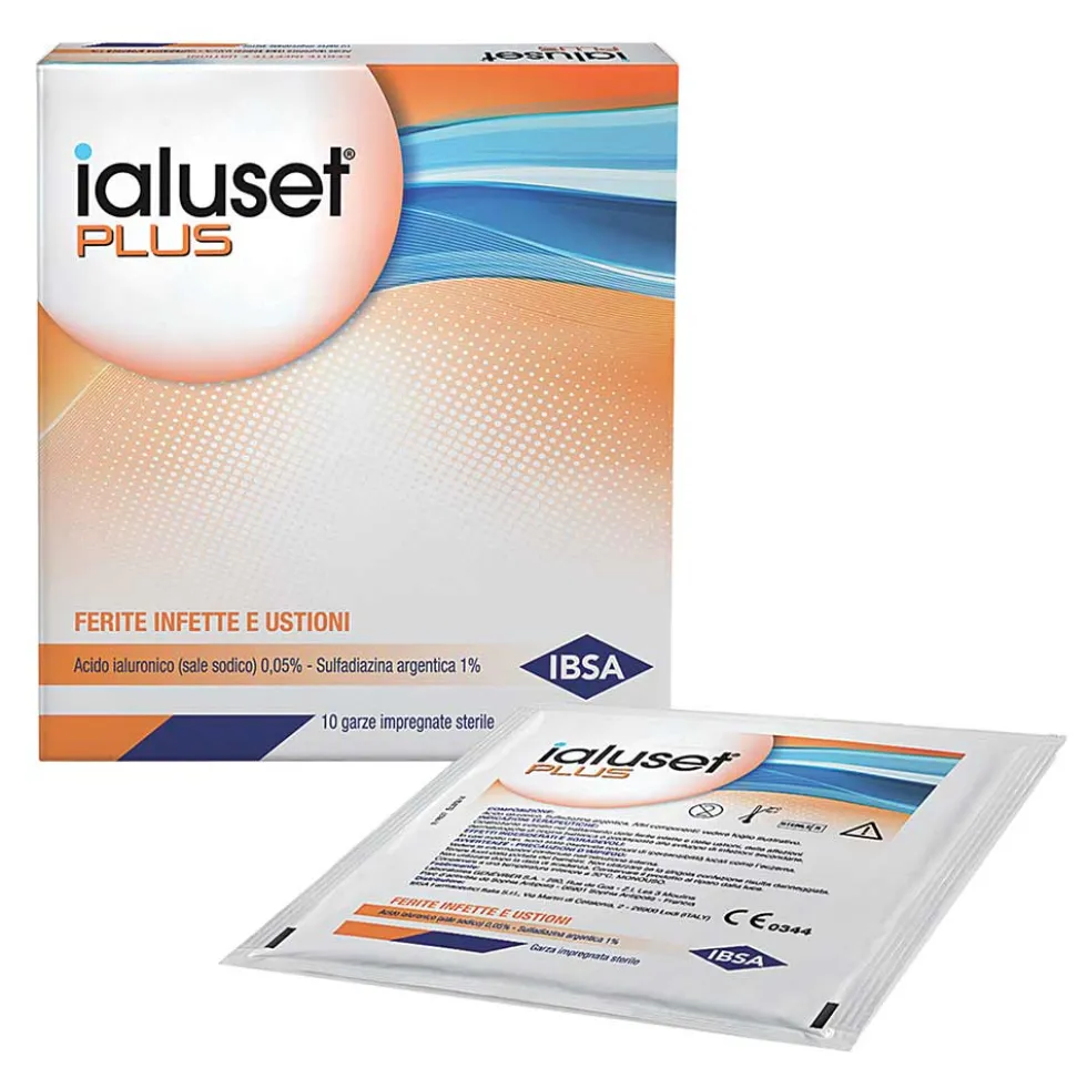 Ibsa Ialuset Plus Garza Per Ferite Infette E Ustioni 10 x 10 cm 10 Pezzi