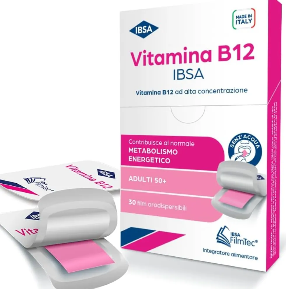 IBSA Vitamina B12 Integratore Alimentare Metabolismo Energetico, 30 film orali