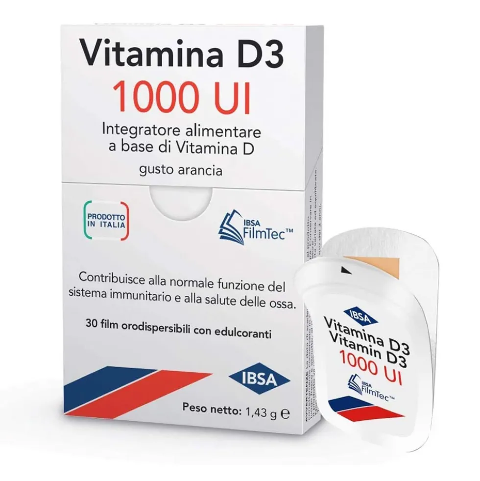 IBSA Vitamina D3 1000 Ui Integratore Alimentare, 30 Film Orodispersibili