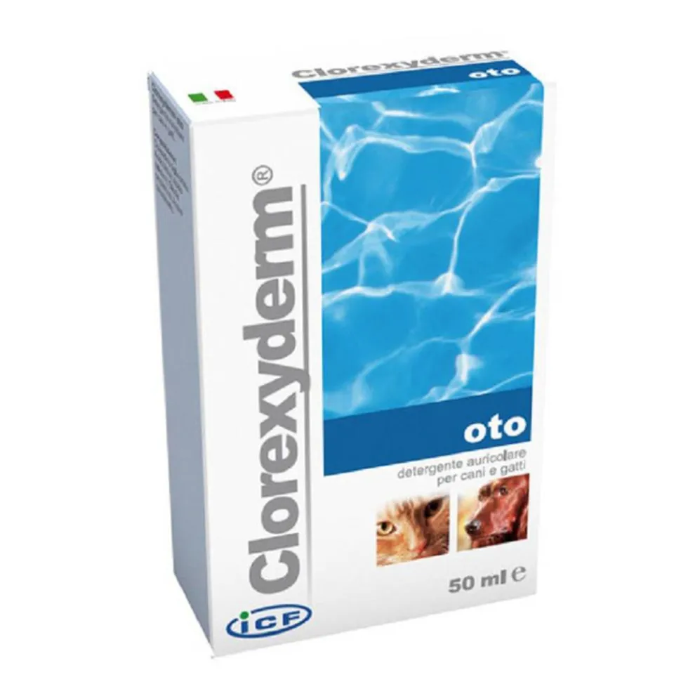 ICF Clorexyderm - Oto Detergente Auricolare per Cani e Gatti, 50ml