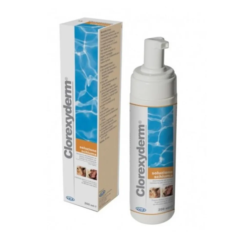 ICF Clorexyderm Soluzione Schiuma Disinfettante Per Cani e Gatti 200 ml