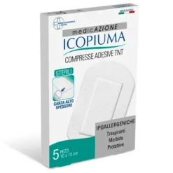 Icopiuma Compresse Adesive Medicazione sterile per le ferite 10x15 cm, 5 cerotti