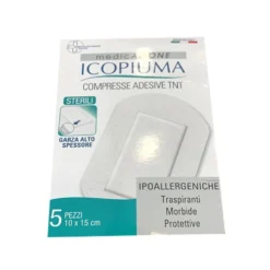 Icopiuma Compresse Adesive Medicazione sterile per le ferite 10x15 cm, 5 cerotti