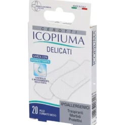 Icopiuma Delicati - Cerotti in TNT con garza disinfettante, 20 cerotti formato medio