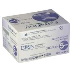 Icopiuma Extrafine 31G 0,25 x 5 mm - Aghi per penna da insulina per uso sottocutaneo, 100 pezzi