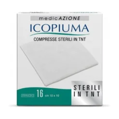 Icopiuma Garze in tessuto non tessuto 10x10 cm - Medicazione adesiva per le ferite, 16 pezzi