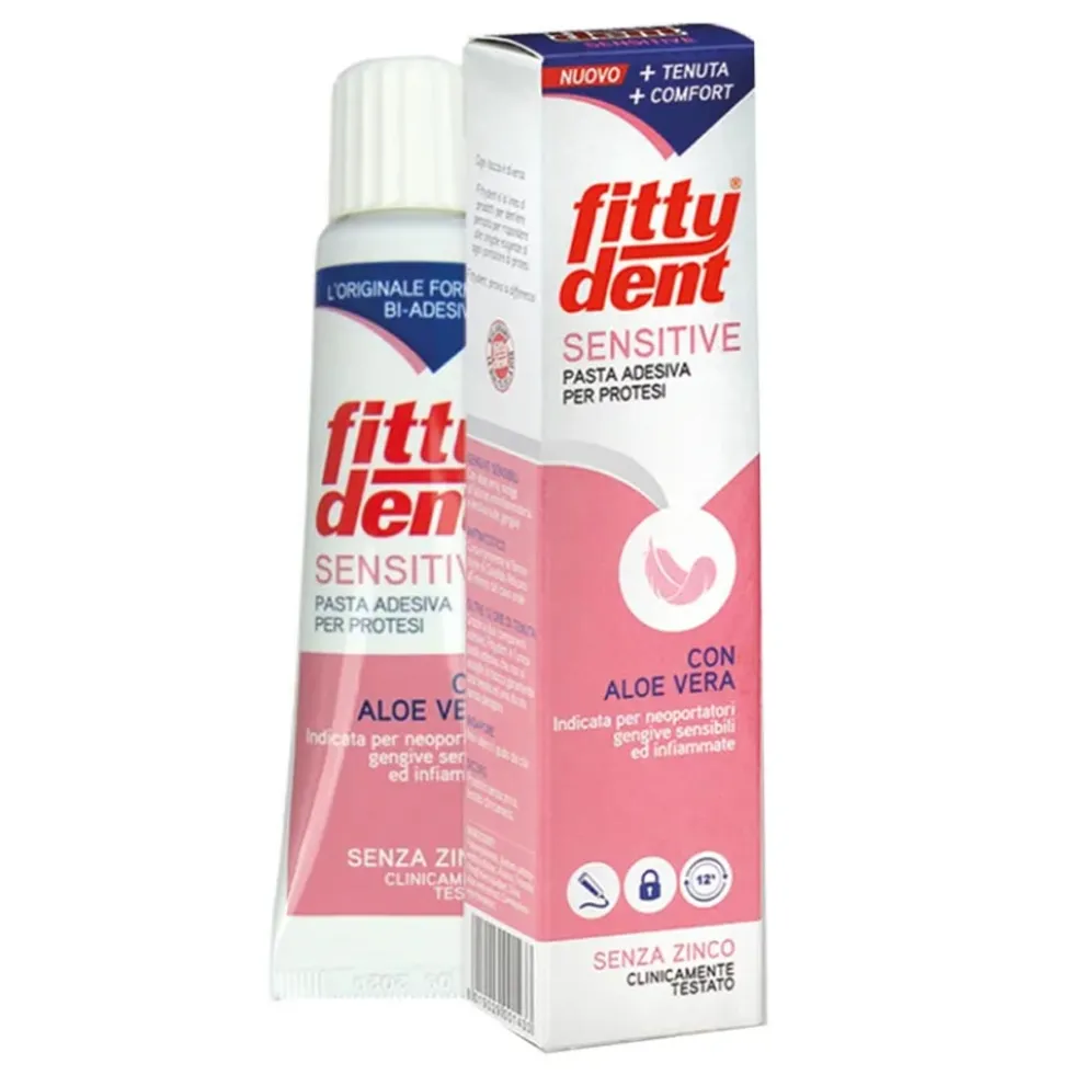 Ideco Fittydent Sensitive Pasta Adesiva Per Protesi Con Aloe Vera, 40g