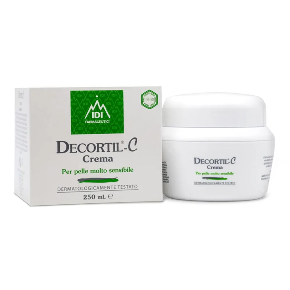IDI Farmaceutici Decortil C Crema Idratante Viso e Corpo Pelle Sensibile, 250ml
