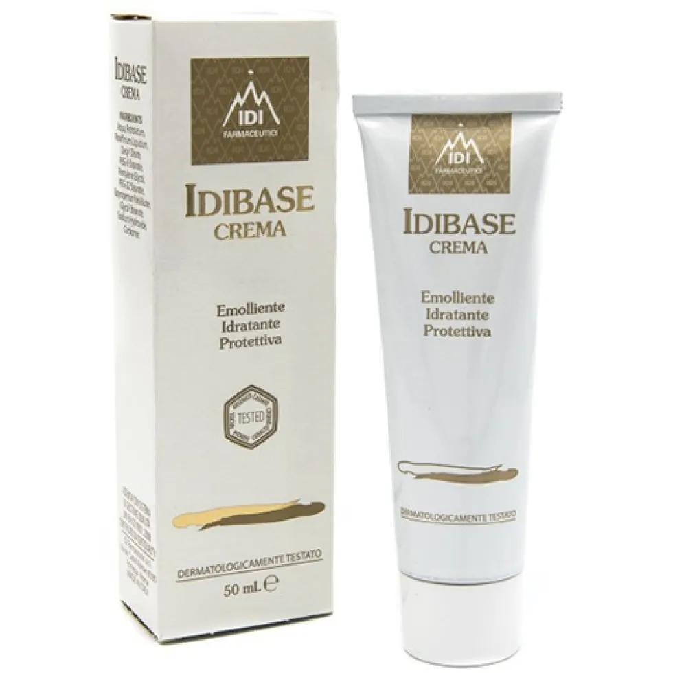 Idi Farmaceutici Idibase - Crema viso e corpo emolliente e idratante per la pelle secca, 50 ml