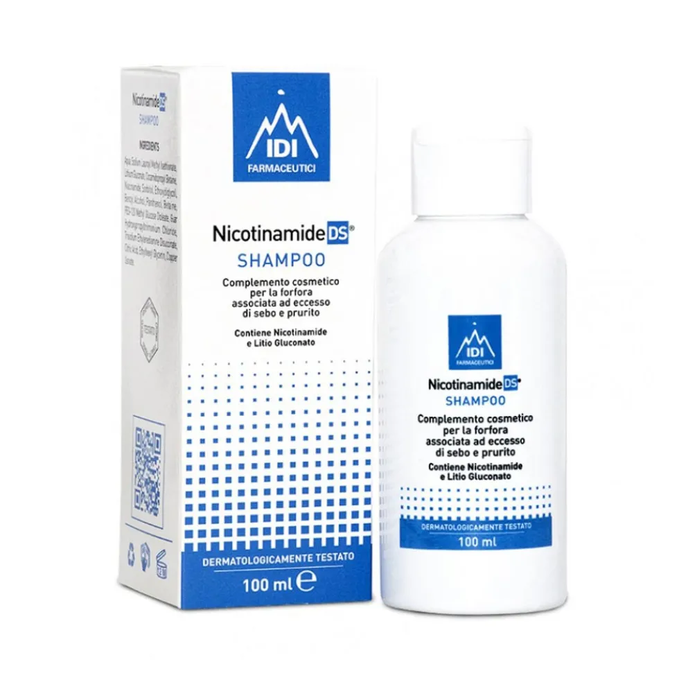 Idi Farmaceutici Nicotinamide DS Shampoo Forfora con Sebo e Prurito, 100ml