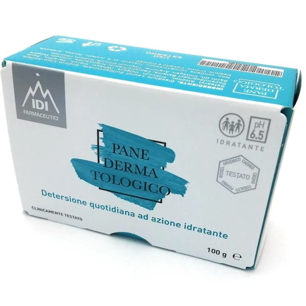 Idi Farmaceutici Pane dermatologico idratante pH 6.5 - Saponetta per la detersione quotidiana, 100 g