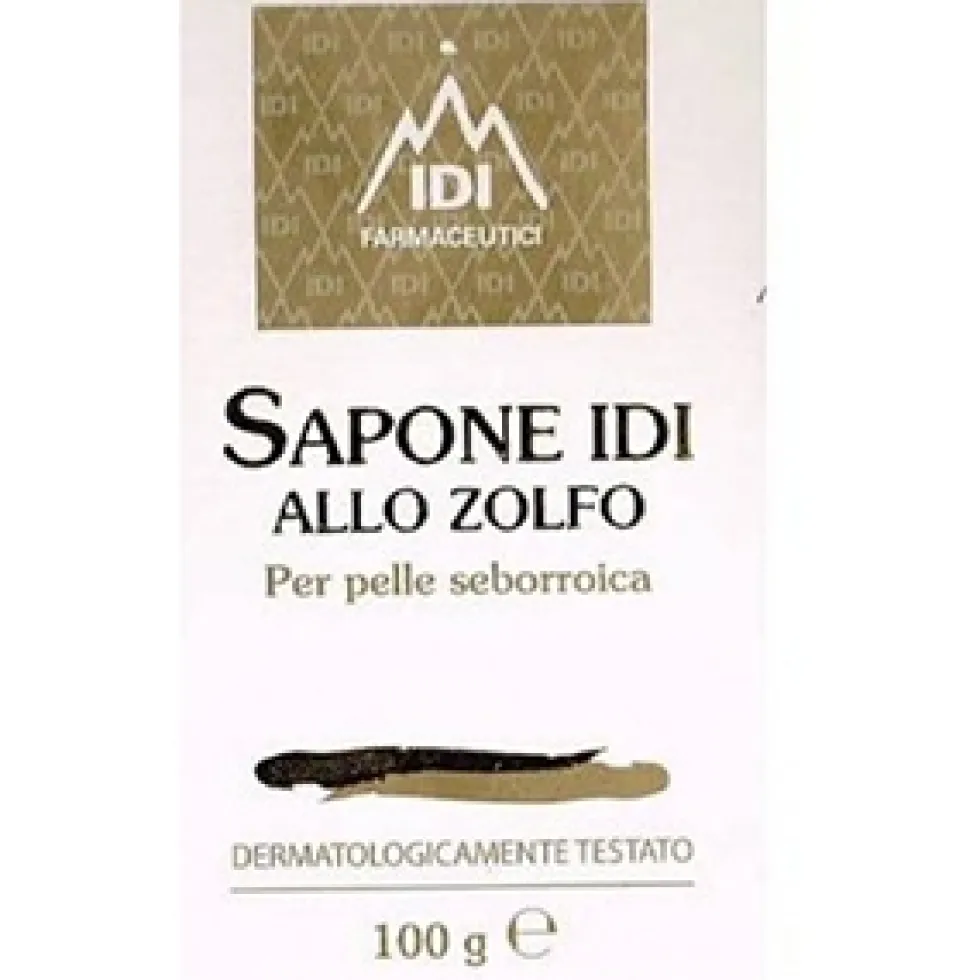 Idi Farmaceutici Sapone allo zolfo - Sapone non sapone per le pelli grasse e impure, 100 g