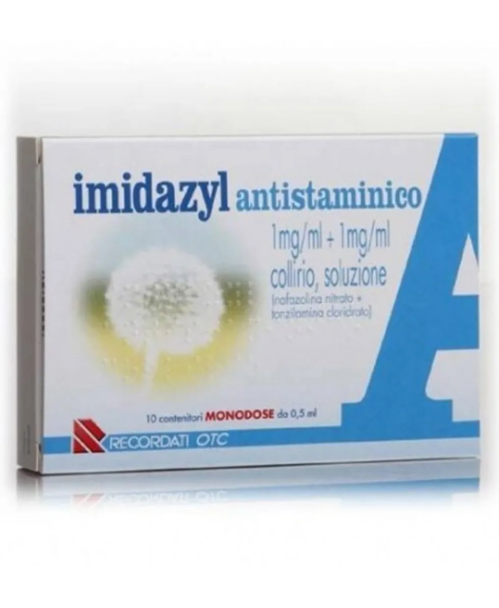 Imidazyl Antist Antistaminico 1mg/ml + 1mg/ml Collirio per Stati Allergici e Infiammatori della Congiuntiva, 10 Contenitori Monodose da 0,5ml