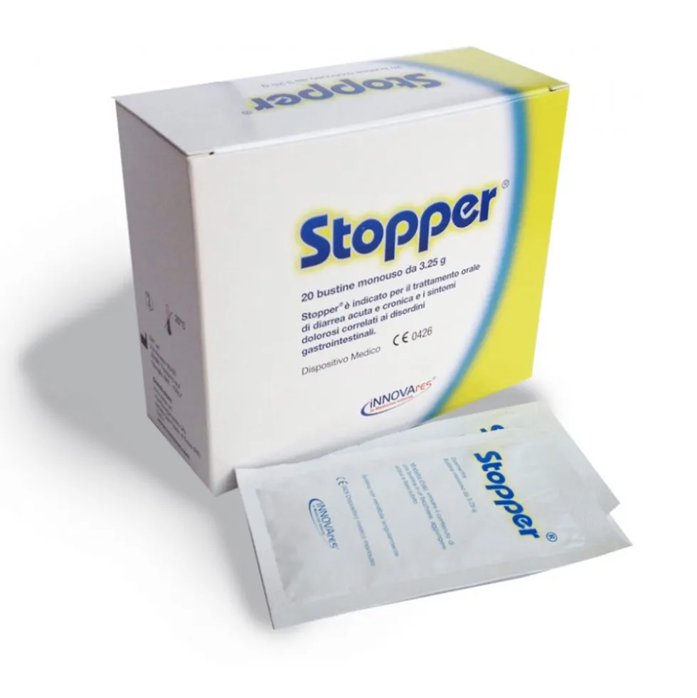 Innovares Stopper Dispositivo Medico ad Azione Addensante Fecale e Depurativa, 20 Bustine