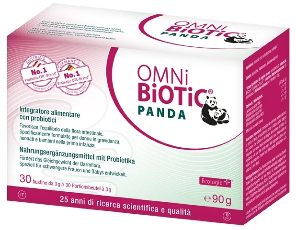 Institut Allergosan Omni Biotic Panda - Probiotici per la flora intestinale, 30 bustine da 3 g