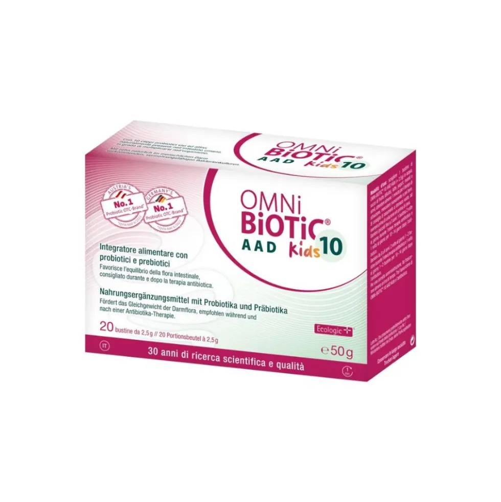 Institut Allergosan OmniBiOTiC - 10 AAD Kids Integratore con Probiotici e Prebiotici, 20 bustine