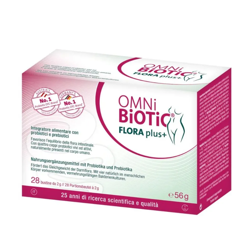 Institut Allergosan Omni-Biotic Flora Plus+ - Probiotico per la flora vaginale, 28 bustine da 2 g