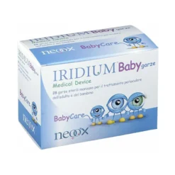 Iridium Baby - Garze oculari sterili in cotone per l'igiene e l'azione lenitiva, 28 pezzi