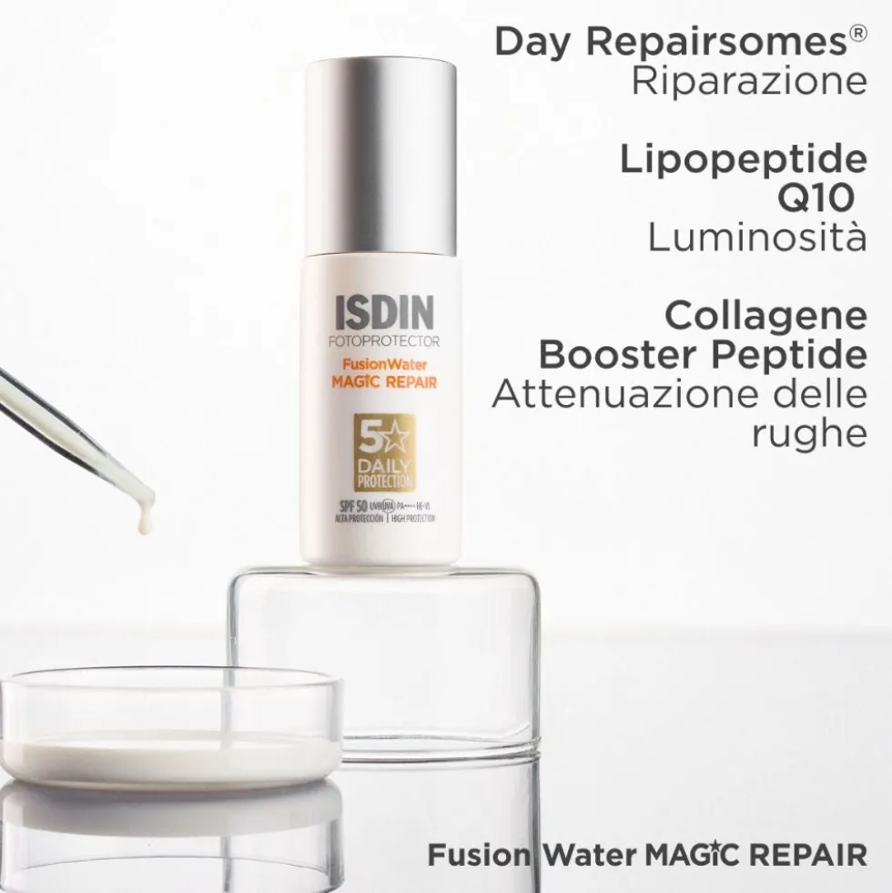 ISDIN Fotoprotector - Fusion Water MAGIC Repair SPF 50 Protezione Solare Viso Idratante Anti-Age, 50ml