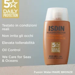 ISDIN Fotoprotector - Fusion Water Magic Bronze SPF50 Protezione Solare Viso Ultraleggera Colorato, 50ml