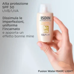 ISDIN Fotoprotector - Fusion Water Magic Light SPF50 Protezione Solare Viso Colorata, 50ml