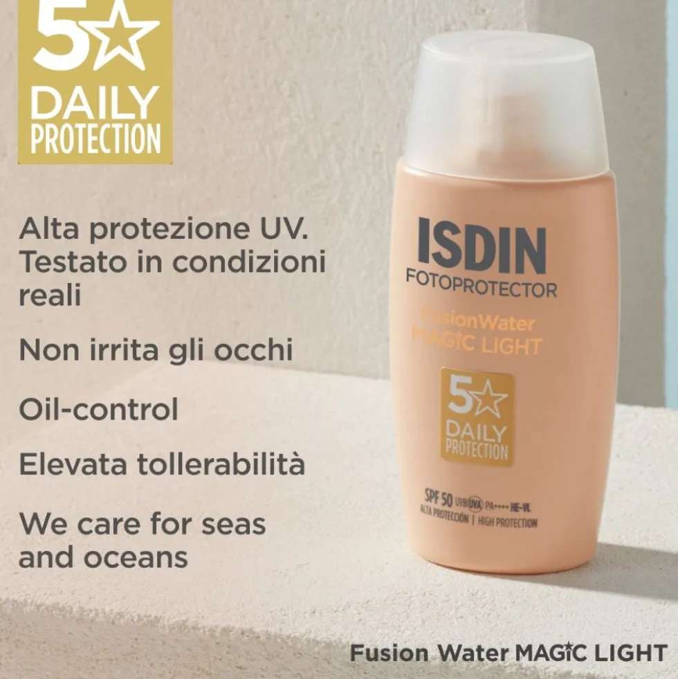 ISDIN Fotoprotector - Fusion Water Magic Light SPF50 Protezione Solare Viso Colorata, 50ml