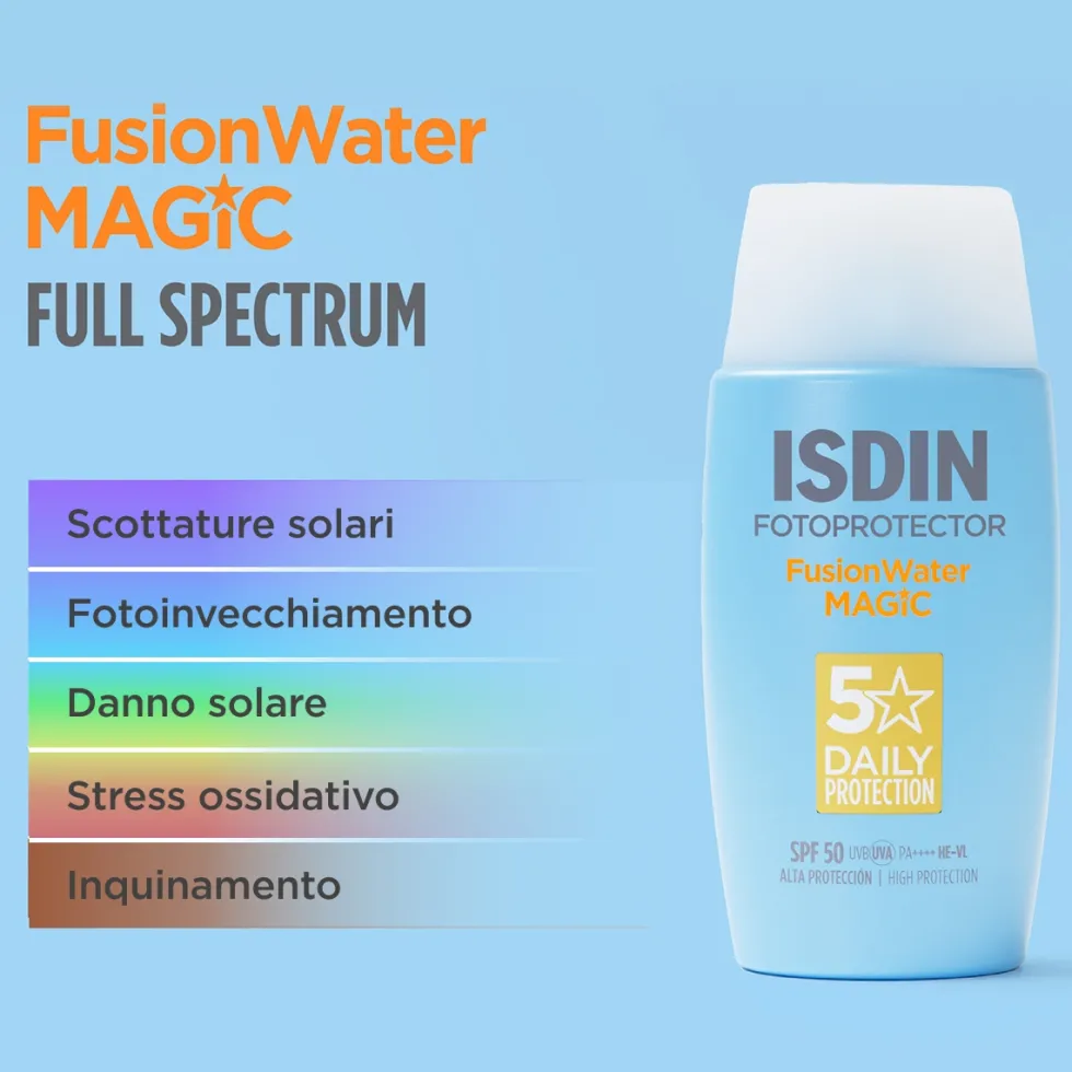 ISDIN Fotoprotector - Fusion Water Magic SPF50 Protezione Solare Viso Ultraleggera, 50ml