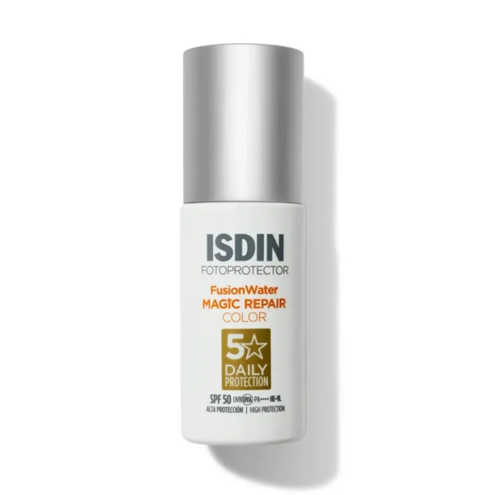 Isdin Fotoprotector Fusion Water Magic Repair Color SPF 50 - Solare colorato per il viso, 50 ml